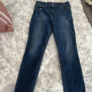 Lucky Brand dark wash distressed jeans size 6, “Bridgette Skinny style”